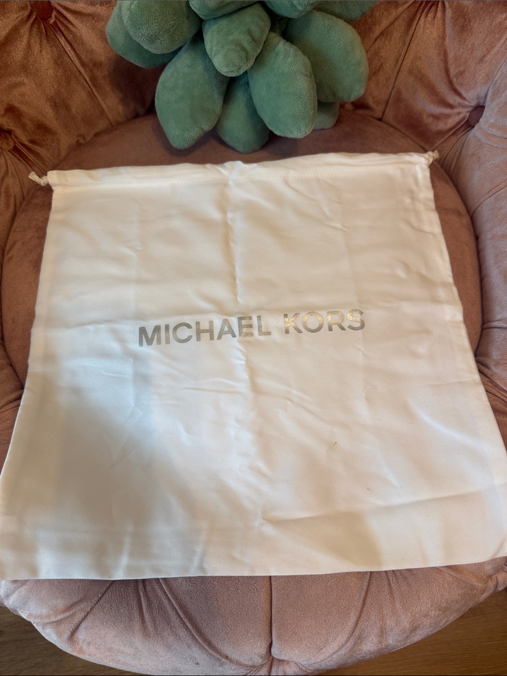 Michael Kors White Drawstring Dust Bag with Silver Logo